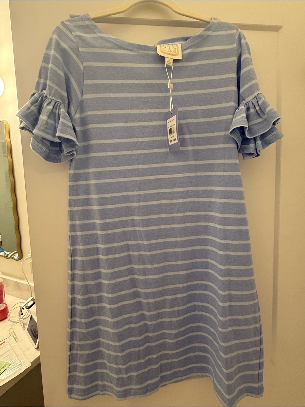 Sail to Sable Striped Ruffle-Sleeve Dress